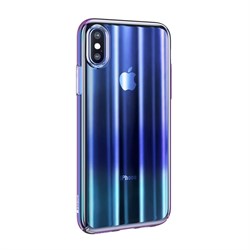 Чехол Baseus Aurora Case For iP X/XS (2018) Transparent Blue (WIAPIPH58-JG03) - фото 12963