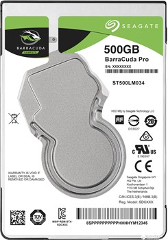 Внутренний жесткий диск HDD  Seagate    500GB  Barracuda Pro, SATA-III, 7200 RPM, 128 Mb, 2.5'' - фото 14171