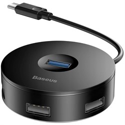Хаб Baseus round box HUB adapter Type-C to USB3.0*1+USB2.0*3 (CAHUB-G01) - фото 16632