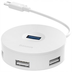 Хаб Baseus round box HUB adapter Type-C to USB3.0*1+USB2.0*3 (CAHUB-G02) - фото 16635