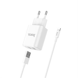 Сетевое зарядное устройство HOCO C62A Victoria 2xUSB+кабель Lightning