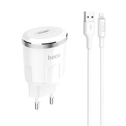 Сетевое зарядное устройство HOCO C37A 1xUSB + кабель Lightning