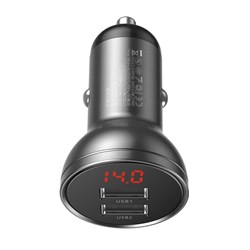 Автомобильное зарядное устройство Baseus Digital Display Dual USB 4.8A Car Charger 24W (CCBX-0G) - фото 33720