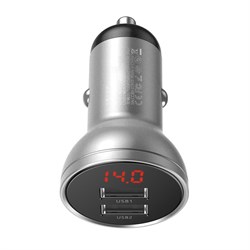 Автомобильное зарядное устройство Baseus Digital Display Dual USB 4.8A Car Charger 24W (CCBX-0S) - фото 33742