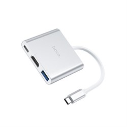 Хаб HOCO HB14 Easy use USB-C на USB3.0 + HDMI + PD - фото 35321