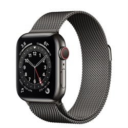 Часы Apple Watch 6 (Корпус из стали графитового цвета - Миланский графитовый ремешок) - фото 35365