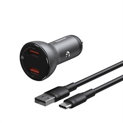 Автомобильное зарядное устройство Baseus Digital Display Dual SCP Quick Charger Car Charger 45W USB-A/USB-A + Кабель Type-C (TZCCBX-B0G) - фото 37075