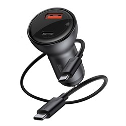 Автомобильное зарядное устройство Baseus Digital Display PPS Dual Quick Charger Car Charger 45W USB-A/Type-C + Кабель Type-C на Type-C (TZCCBX-C0G) - фото 37105