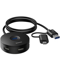 Хаб Baseus Round Box Type-C+USB to USB3.0+3xUSB2.0 (CAHUB-GA01) - фото 37443