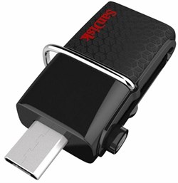 Флеш-накопитель USB 3.0  32GB  SanDisk  Ultra Android Dual Drive  OTG  чёрный - фото 9385