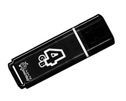 Флеш-накопитель USB  4GB  Smart Buy  Glossy  чёрный - фото 9423