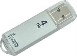Флеш-накопитель USB  4GB  Smart Buy  V-Cut  серебро - фото 9426