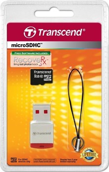Карта памяти MicroSD  8GB  Transcend Class 10 +  USB Reader - фото 9695