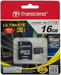 Карта памяти MicroSD  16GB  Transcend Class 10  Ultimate UHS-I U3M (R/W 95/60 Mb/s) + SD адаптер, MLC - фото 9707