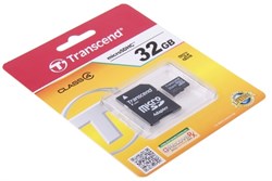 Карта памяти MicroSD  32GB  Transcend Class  4 + SD адаптер - фото 9724