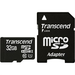 Карта памяти MicroSD  32GB  Transcend Class 10 + SD адаптер - фото 9729