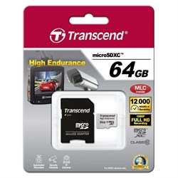 Карта памяти MicroSD  64GB  Transcend Class 10 + SD адаптер, MLC - фото 9745