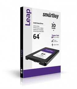 Твердотельный внутренний диск SSD  Smart Buy   64GB  Leap, SATA-III, R/W - 500/400 MB/s, 2.5", Marvell 88NV1120, 3D MLC - фото 9900
