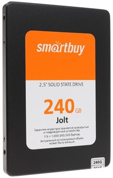 Твердотельный внутренний диск SSD  Smart Buy  240GB  Jolt, SATA-III, R/W - 500/450 MB/s, 2.5", SM2258XT, TLC 3D - фото 9916