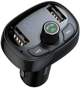 Автомобильное зарядное устройство с FM-тюнером, Baseus T typed Bluetooth MP3 charger with car holder (CCALL-TM01) Black