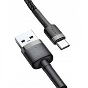 Кабель Baseus cafule  Cable USB For Type-C 2A 2M Gray+Black (CATKLF-CG1)