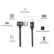 Кабель Baseus Magnet Type-C cablev(Side insert) For Type-C 1.5M Black (CATBL-01)