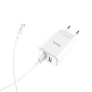 Сетевое зарядное устройство HOCO C62A Victoria 2xUSB+кабель Type-C