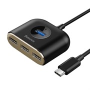 Хаб Baseus Square round 4 in 1 USB HUB Adapter (Type-C to USB3.0*1+USB2.0*3) 0.17m (CAHUB-BY01)