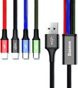 Baseus Fast 4-in-1 Cable For lightning(2)+Type-C+Micro 3.5A 1.2M Black (CA1T4-A01)