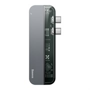 Хаб Baseus Transparent Series Dual-Port Type-C Multifunctional HUB (Double Type-C to Type-C*2+USB 3.0*2+4K HD*1) (CAHUB-TS0G)