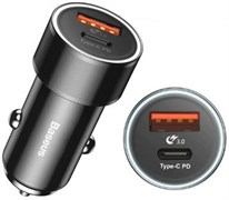 Автомобильное зарядное устройство Baseus Small Screw Type-C PD+USB Quick Charge Car Charger 36W (CAXLD-A01)