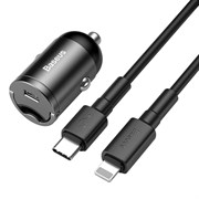 Автомобильное зарядное устройство Baseus Tiny Star Mini PPS quick charger suit + Type-C to IP 18W Cable 1m (TZVCHX-0G)