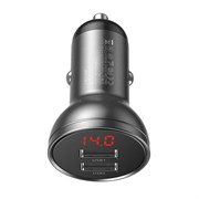 Автомобильное зарядное устройство Baseus Digital Display Dual USB 4.8A Car Charger 24W (CCBX-0G)
