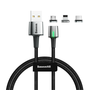 Кабель Baseus Zinc Magnetic Cable + Plug Set Lightning / USB Type C / micro USB 3A 1m (TZCAXC-A01)