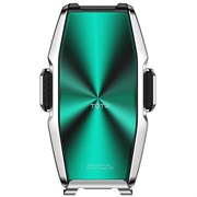 Автомобильный держатель для телефона с беспроводной быстрой зарядкой 15W TOTU Armour Series CACW-033 (Серебристый/Зеленый)