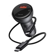 Автомобильное зарядное устройство Baseus Digital Display PPS Dual Quick Charger Car Charger 45W USB-A/Type-C + Кабель Type-C на Type-C (TZCCBX-C0G)