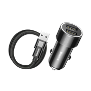 Автомобильное зарядное устройство Baseus Small Screw Dual-USB 3.4A + кабель Type-C (TZXLD-B01)
