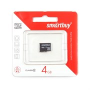 Карта памяти MicroSD  4GB  Smart Buy Class 10 без адаптера