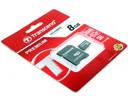 Карта памяти MicroSD  8GB  Transcend Class 10  UHS-I (300x) + SD адаптер
