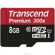 Карта памяти MicroSD  8GB  Transcend Class 10  UHS-I (300x) без адаптера