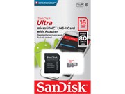 Карта памяти MicroSD  16GB  SanDisk Class 10 Ultra Android UHS-I (80 Mb/s) + SD адаптер