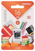 Карта памяти MicroSD  16GB  Smart Buy Class 10  Back-to-School + SD адаптер