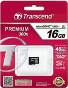 Карта памяти MicroSD  16GB  Transcend Class 10 UHS-I (300x) без адаптера