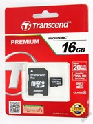Карта памяти MicroSD  16GB  Transcend Class 10 без адаптера