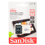 Карта памяти MicroSD  32GB  SanDisk Class 10 Ultra Android (80 Mb/s) + SD адаптер