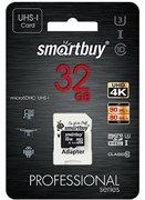 Карта памяти MicroSD  32GB  Smart Buy Сlass 10  Pro UHS-I U3 (80/90 Mb/s)+ SD адаптер