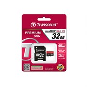 Карта памяти MicroSD  32GB  Transcend Class 10  UHS-I (300x) + SD адаптер