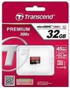 Карта памяти MicroSD  32GB  Transcend Class 10  UHS-I (300x) без адаптера