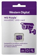Карта памяти MicroSD  64GB  WD Class 10 Purple Surveillance без адаптера