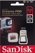 Карта памяти MicroSD  64GB  SanDisk Class 10 Extreme Pro UHS-II U3 (275 Mb/s) (USB 3.0 Reader)